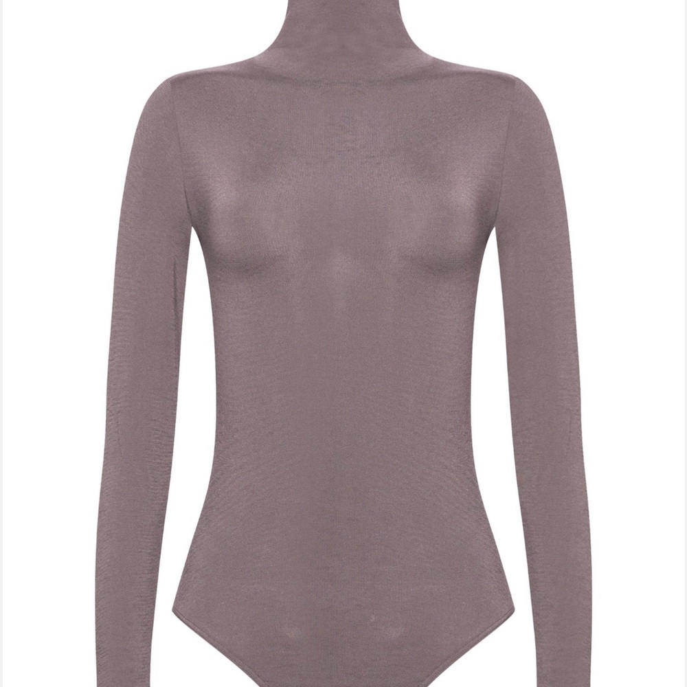 WOLFORD Elegant Taupe Long Sleeve Top COLORADO TURTLENECK STRING BODY SZ XS